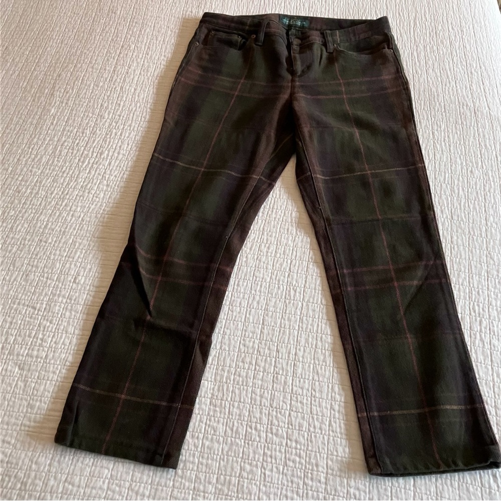 Ralph Lauren olive cotton plaid pant
